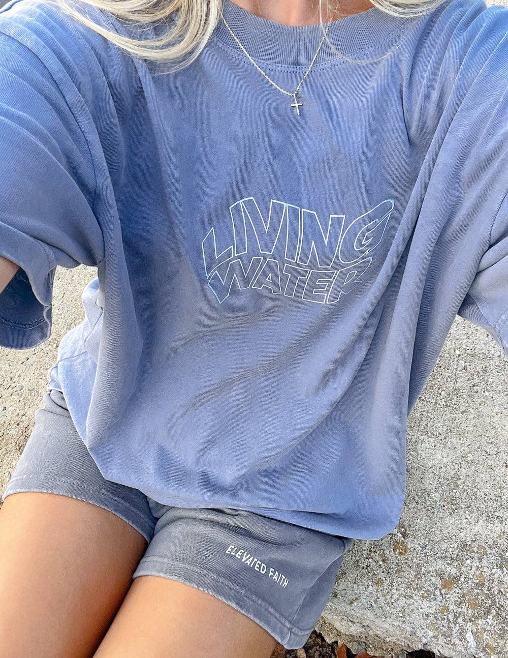 Elevated Faith - Wholesale Screen Printed T-Shirt - Unisex - Living Water Blue Unisex Tee8