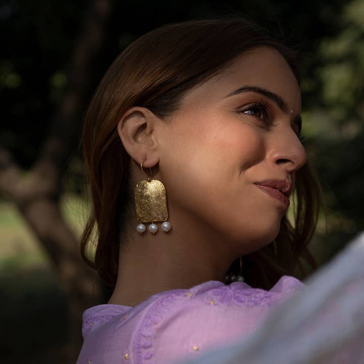 DIORA - Wholesale Dangle Earrings - Floral Pearl Drops Indian Mughal Earrings Festive Jewelry4