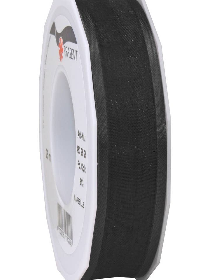 Marseilles Organza 25 m Roll 25 mm Black for wholesale by C.E. PATTBERG GmbH & Co. KG