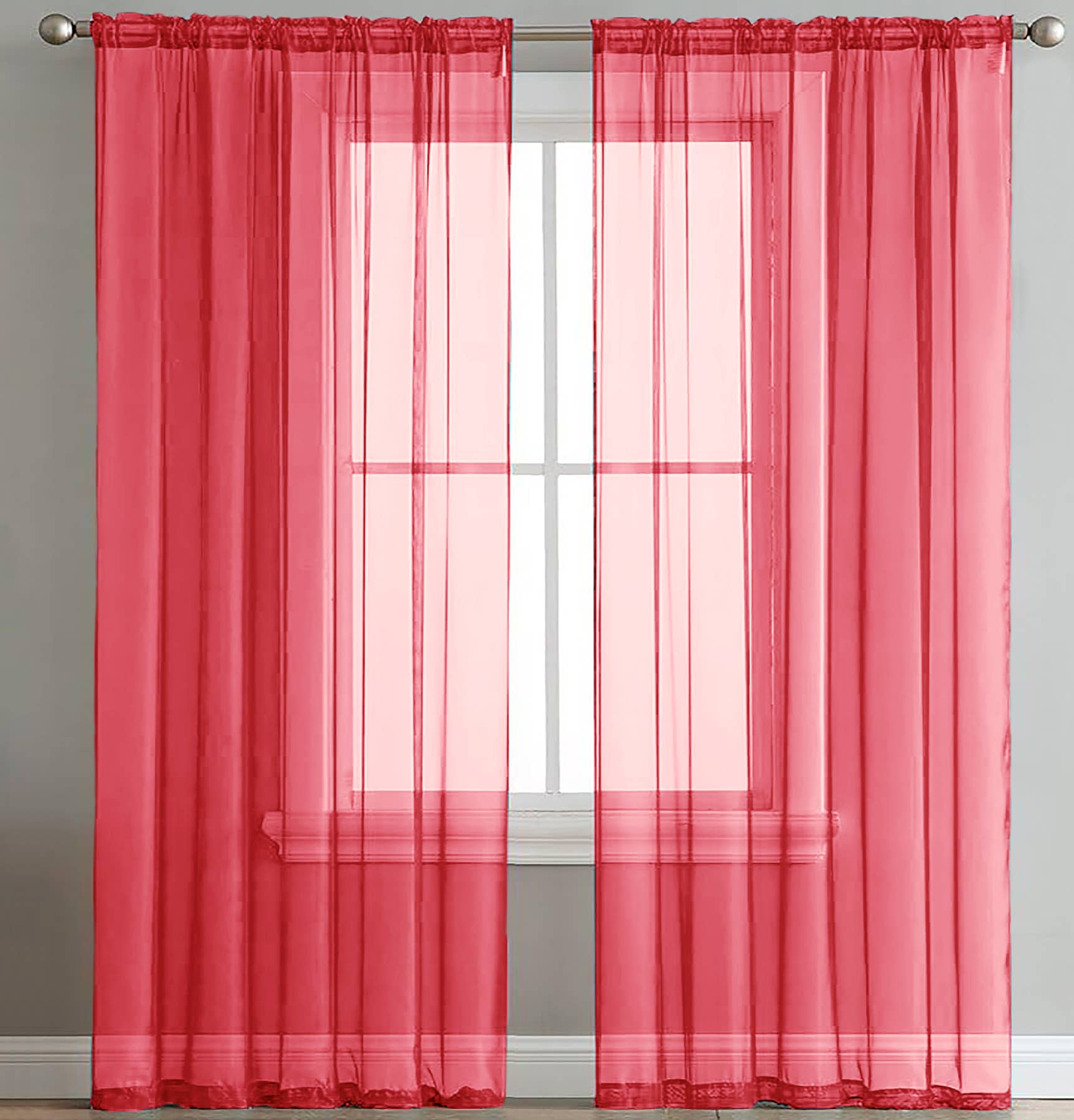 home mart goods - Wholesale Curtain - 84" Long, 2 Panels - Sheer Window Rod Pocket Curtain Set21