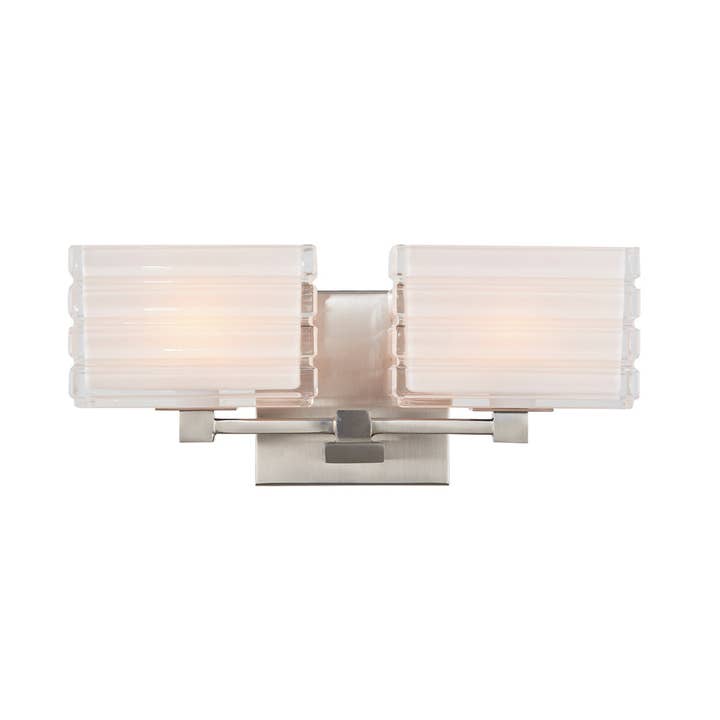 Sardinien på Trend borstad Nickel Två ljus bad fåfänga V67512BN för wholesale av Light Goods