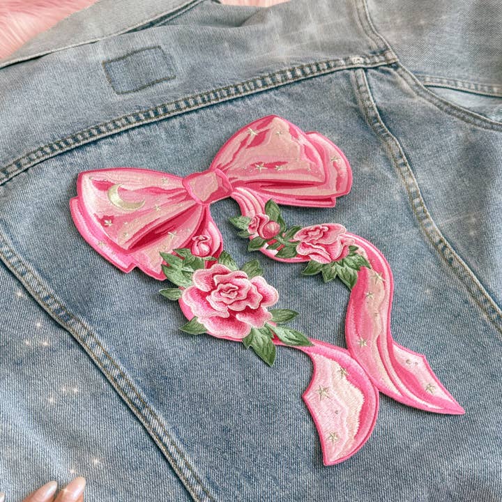 Bow XL Back Patch, Pink for wholesale by Wildflower + Co.