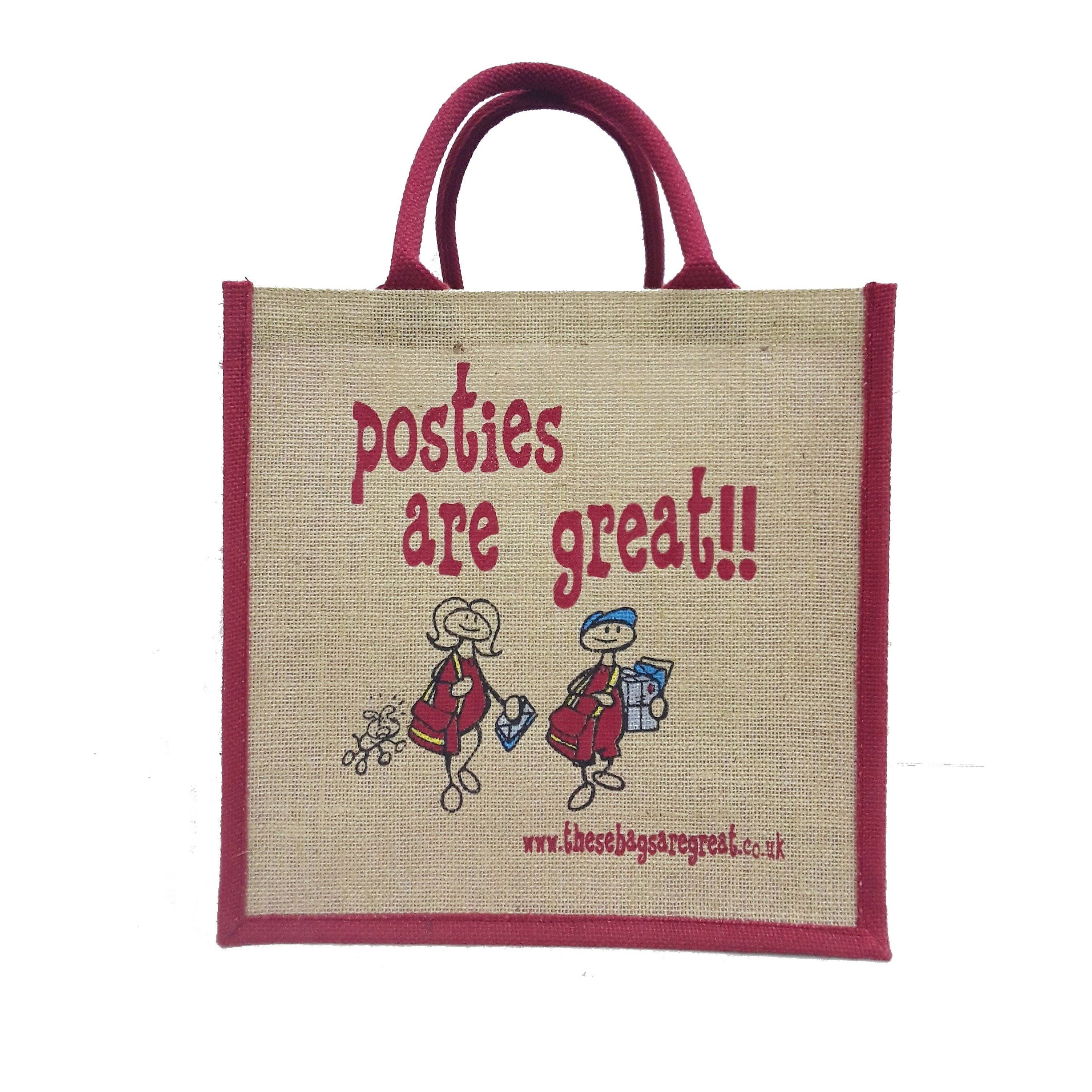 These Bags are Great – wholesale Gift bag – Posties are Great Bag - Jute Shopping Bag Gift Tote Postman0
