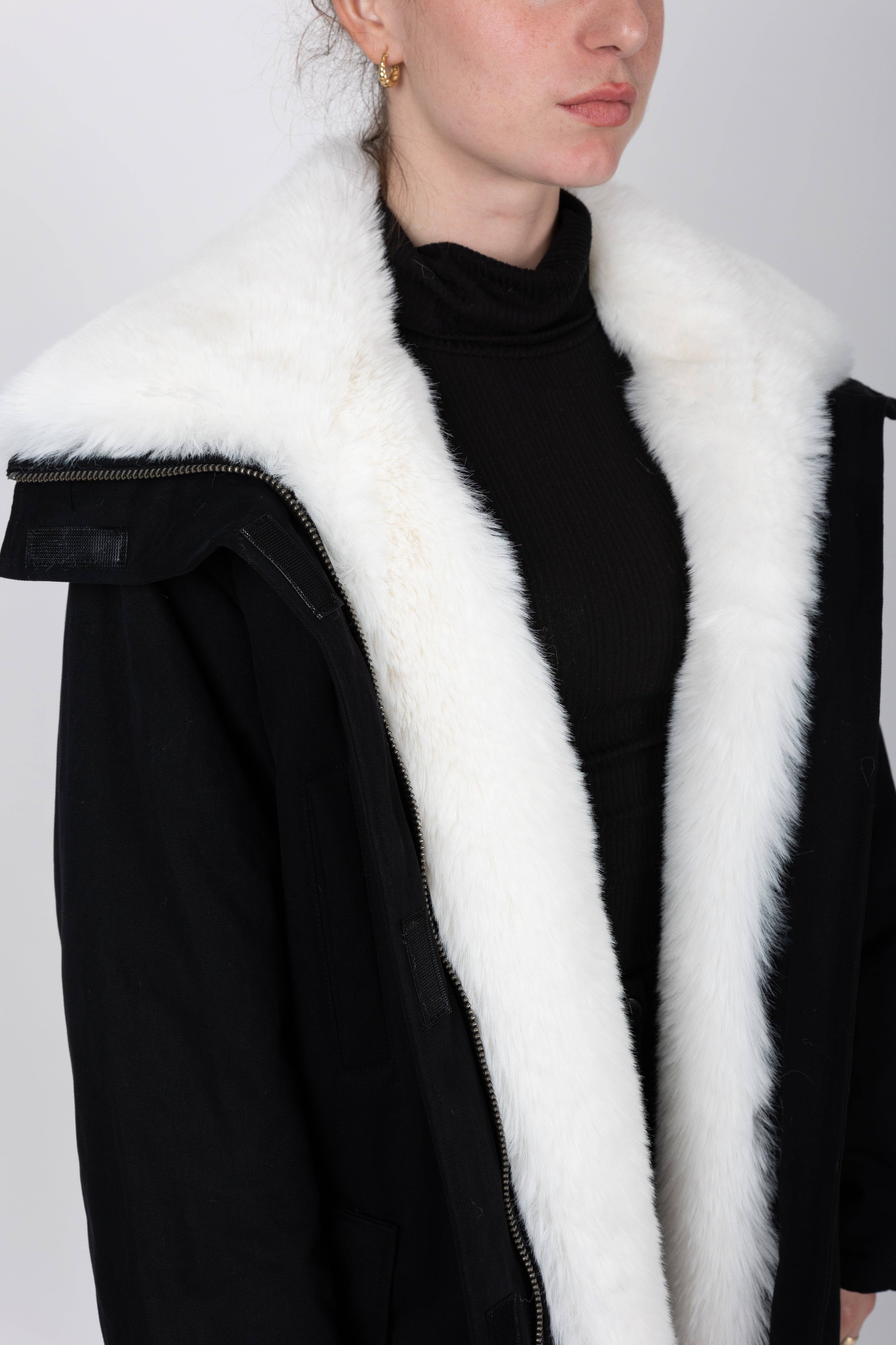 KZELL PARIS - Wholesale Parka - Women's - LONG PARKA WITH CONTRASTING FAUX FUR INTERIOR AND COLLAR2