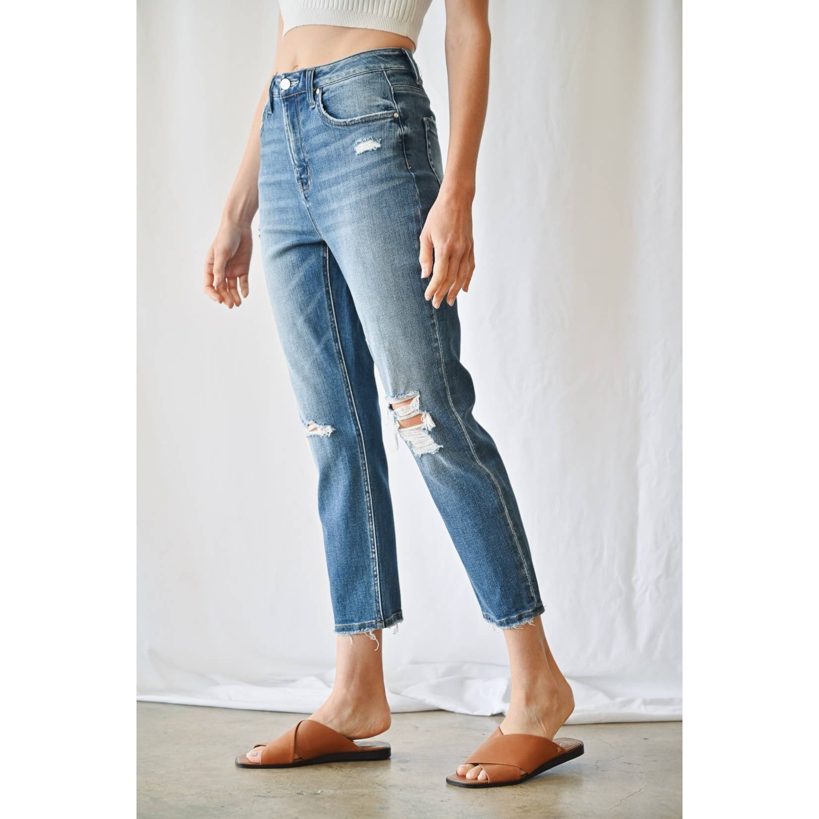 LISSNER STRETCH SUPER HIGH RISE MOM JEAN for wholesale on Faire4