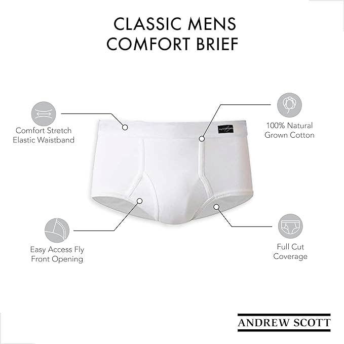 Branco Kit com 6 Cuecas de Algodão Masculinas Macias e Respirantes para venda a revendedores na Faire4