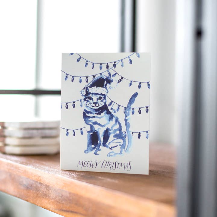 Antiquaria – wholesale Christmas card – Indigo Meowy Christmas Greeting Card3