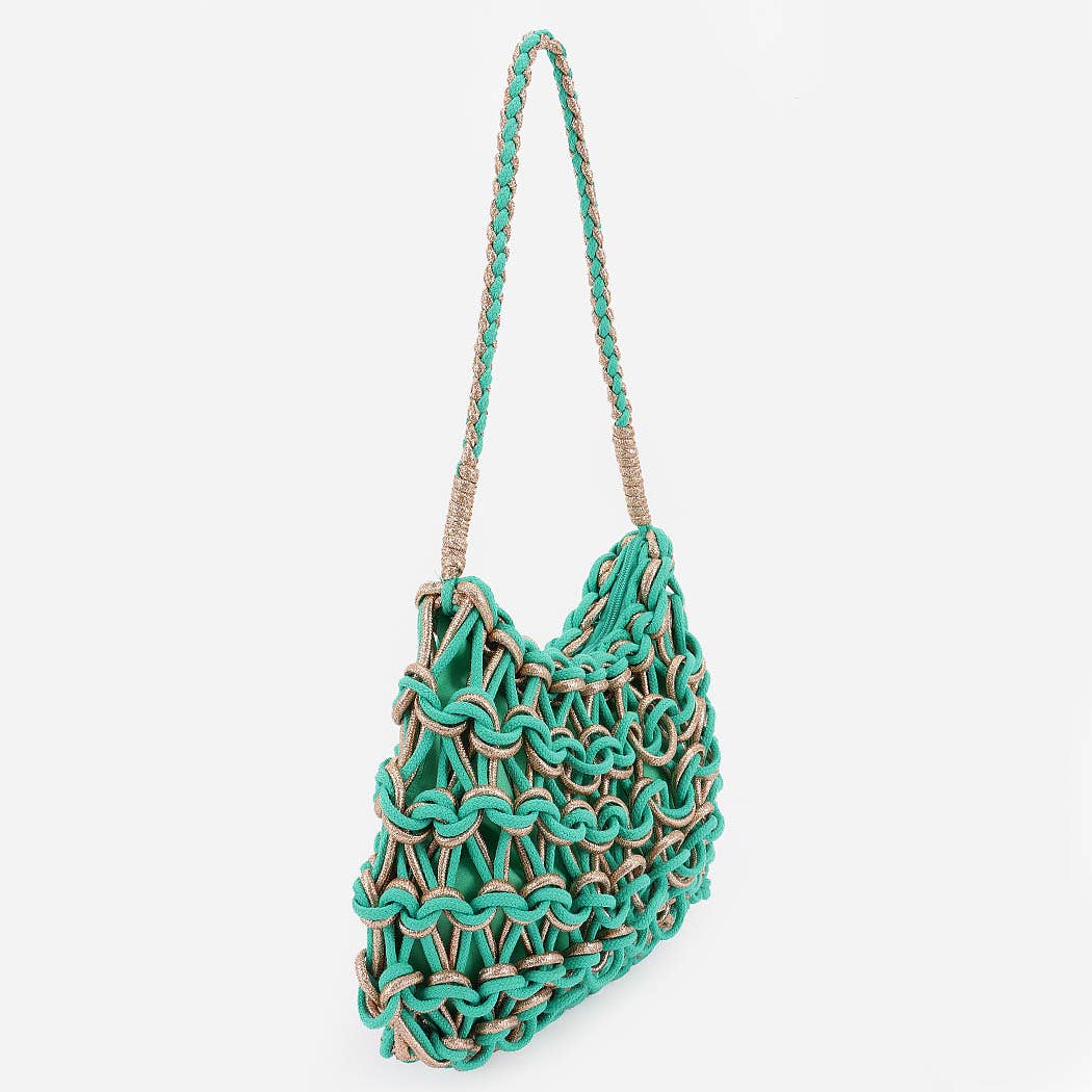 3AM BY H&D ACCESSORIES - Wholesale Strandtas - Handgemaakte Metalen en Katoenen Gevlochten Tas4