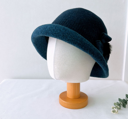 Comfortarians – wholesale Bucket hat – Women's – Women's Winter Bungee Bucket Hat Stitched Wool Flower Angora3