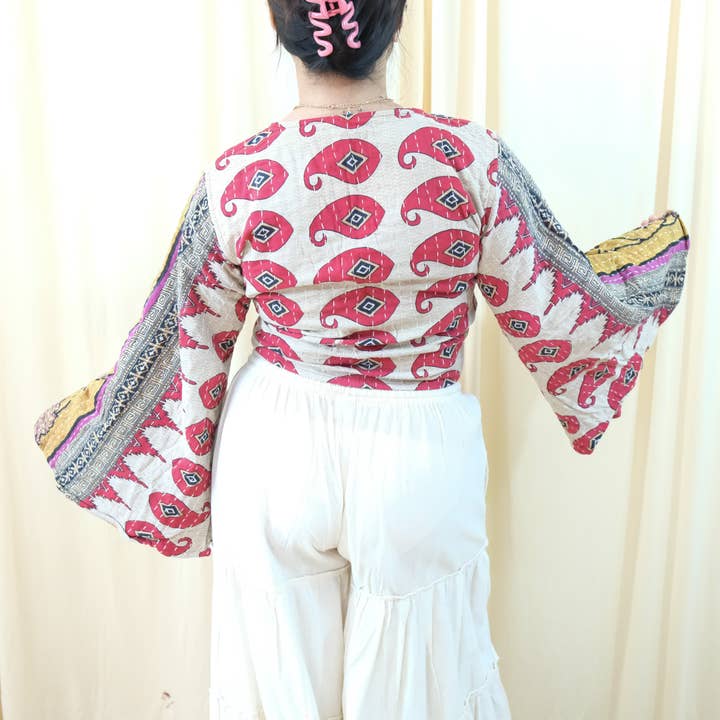 Karma Nepal Crafts – Blusa - Mulher por atacado – Top Envolvente Boho Kantha20
