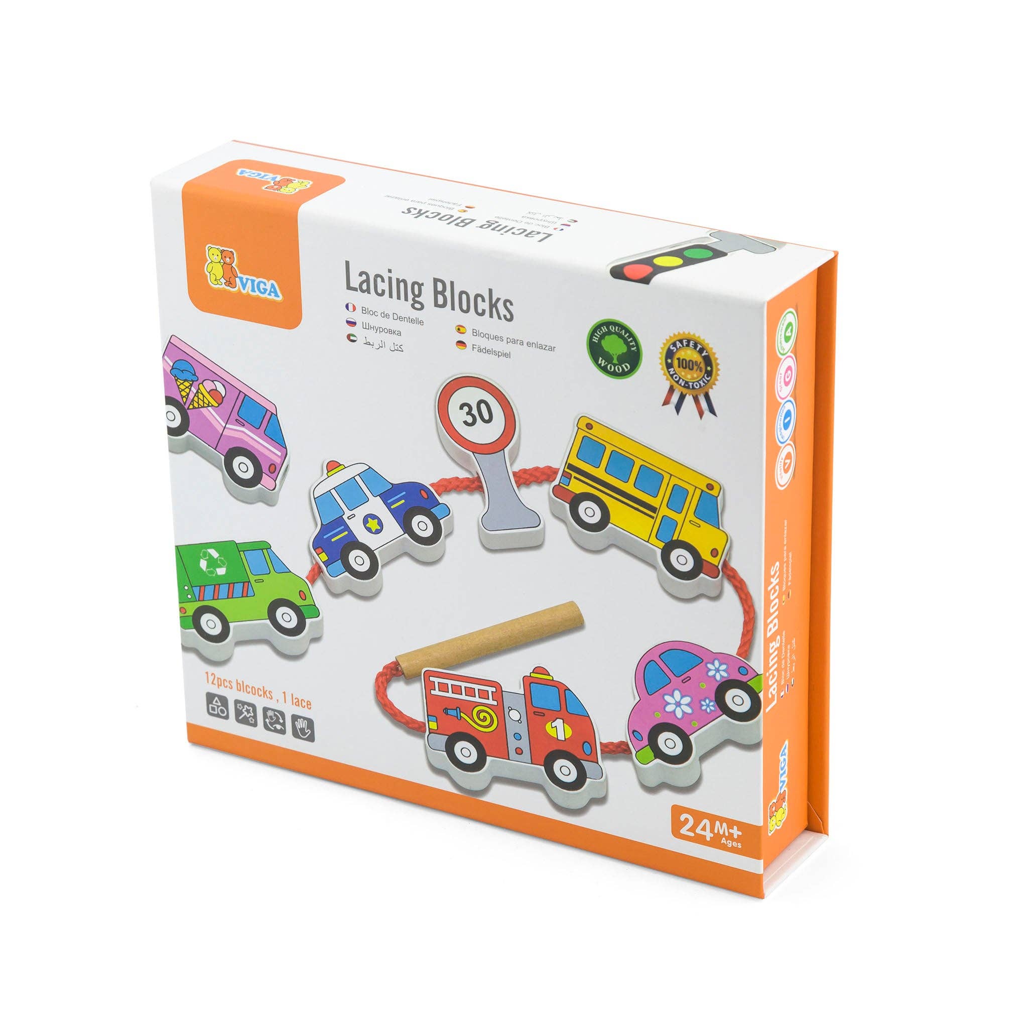 Kinder Life Inc. - Wholesale Toy Set - Kids - Lacing Blocks Transportation set- motor skills development with imaginative play.8