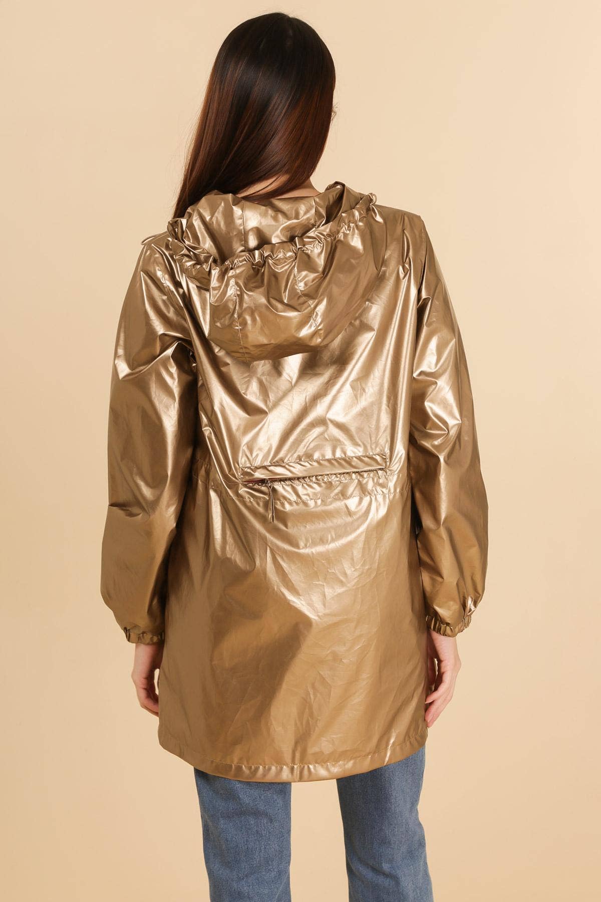 Attrait Paris - Vendita all'ingrosso Giacca antivento - Donna - Impermeabile lungo metallico con zip colorata e richiudibile3