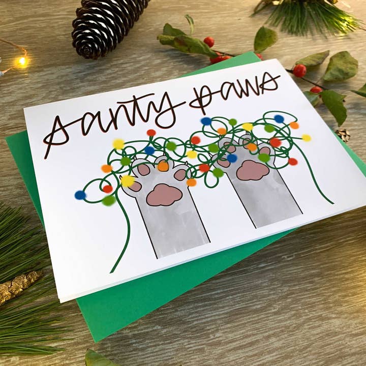 Carte de Noël drôle faite à la main pour chat Meowy Catmas par StoneDonut Design pour la vente par Stone Donut Design, LLC