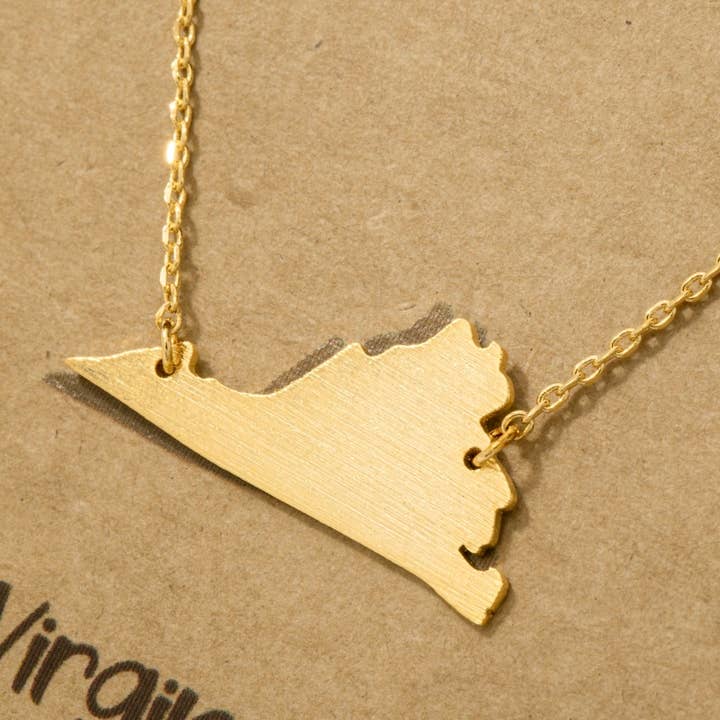 Fame Accessories - Wholesale Pendant/Charm Necklace - Virginia State Pendant Necklace3
