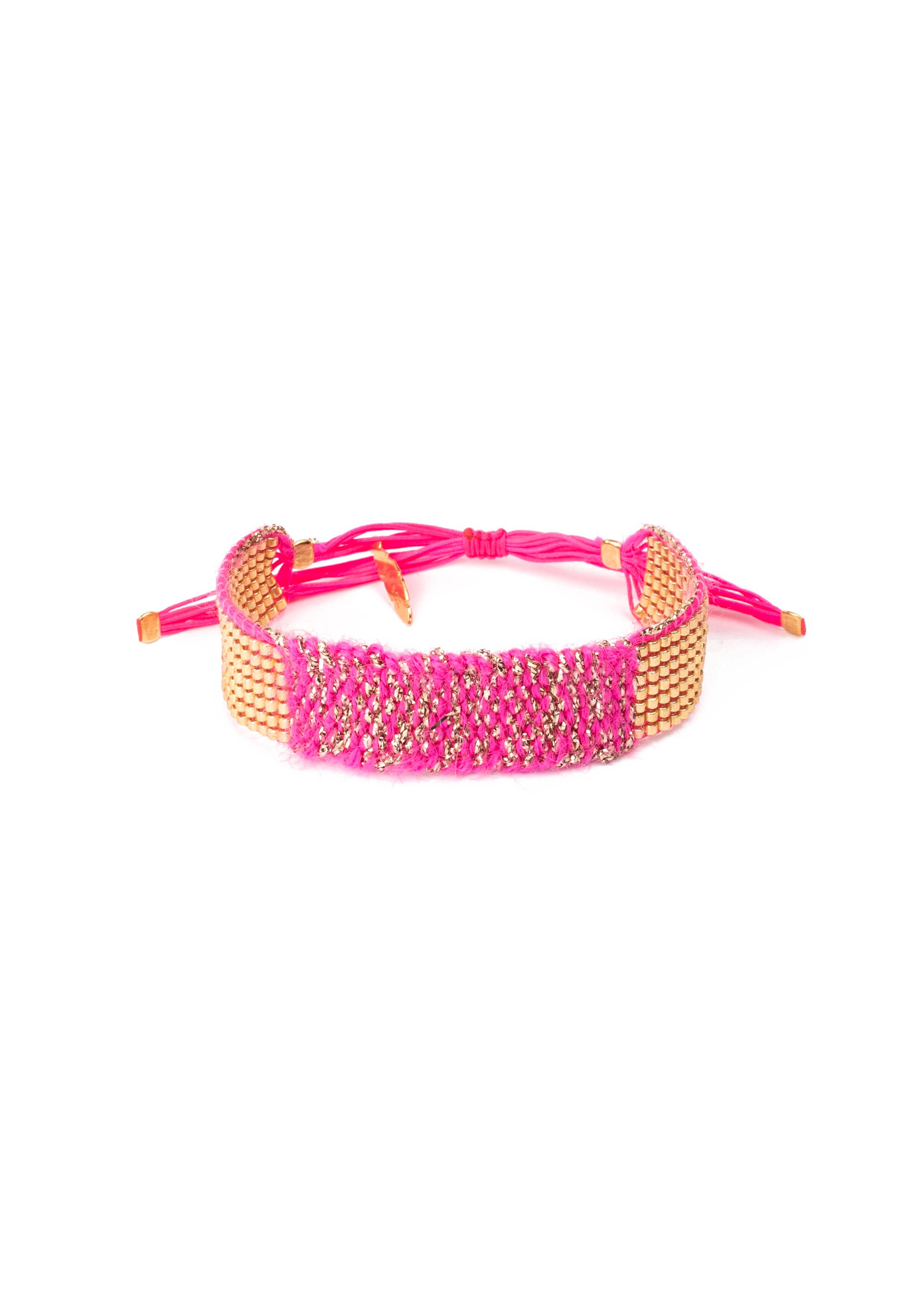 Maison Plune – wholesale Pärlarmband – Tweed justerbart armband med 7 rader av guldfärgade miyuki-pärlor3