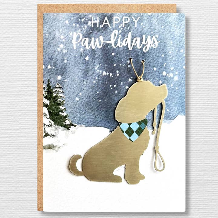 Happy Paw-lidays 5x7 Card with Dog Ornament for wholesale by Authenticaa