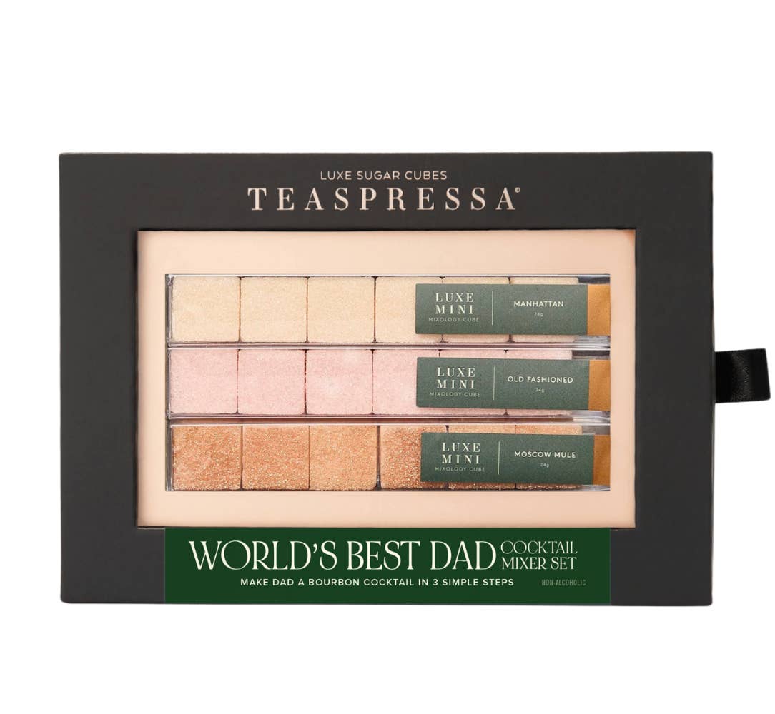 TEASPRESSA | LUXE Mixer Cube - Wholesale Cocktail Mix/Syrup - Worlds Best Dad Cocktail Set (Black Box)