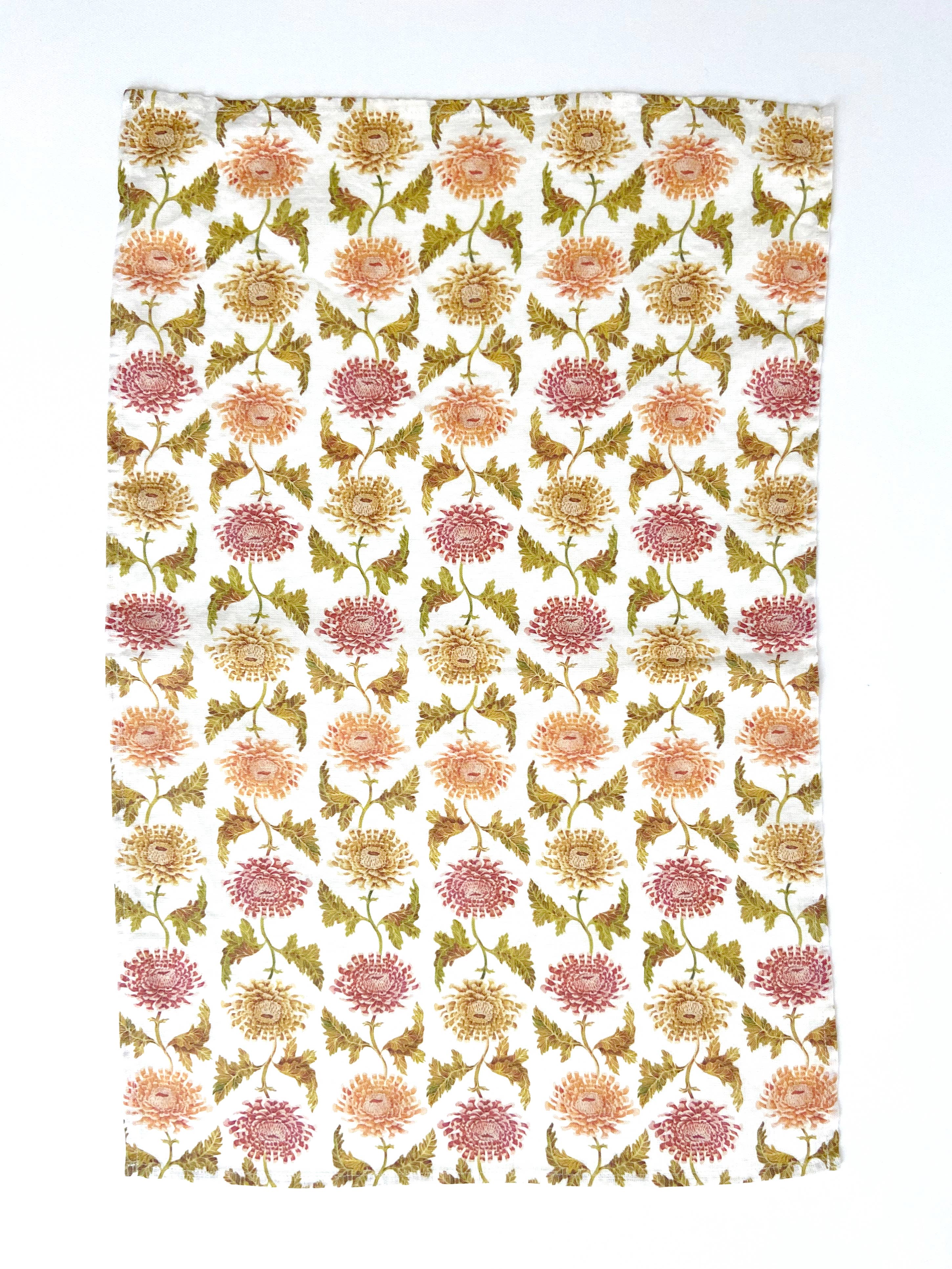 Sarah Rose - Wholesale Tea Towel - Chrysanthemum Petite Floral Organic Linen Tea Towel3