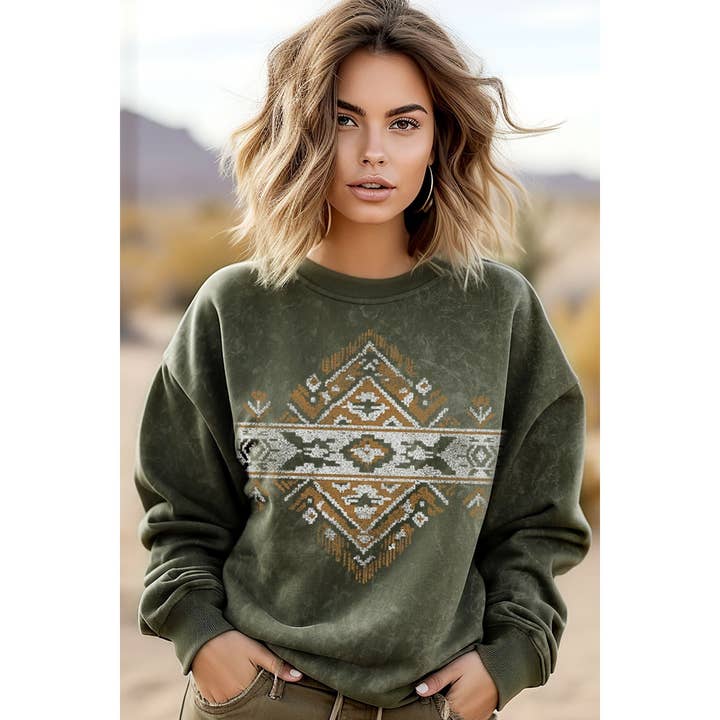 HRTandLUV - Wholesale Sweatshirt - Women's - VINTAGE AZTEC MINERAL GRAPHIC SWEATWHIRTS4