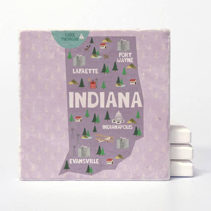 Versatile Coasters - Wholesale Coasters - Indiana State Illustration Coasters0