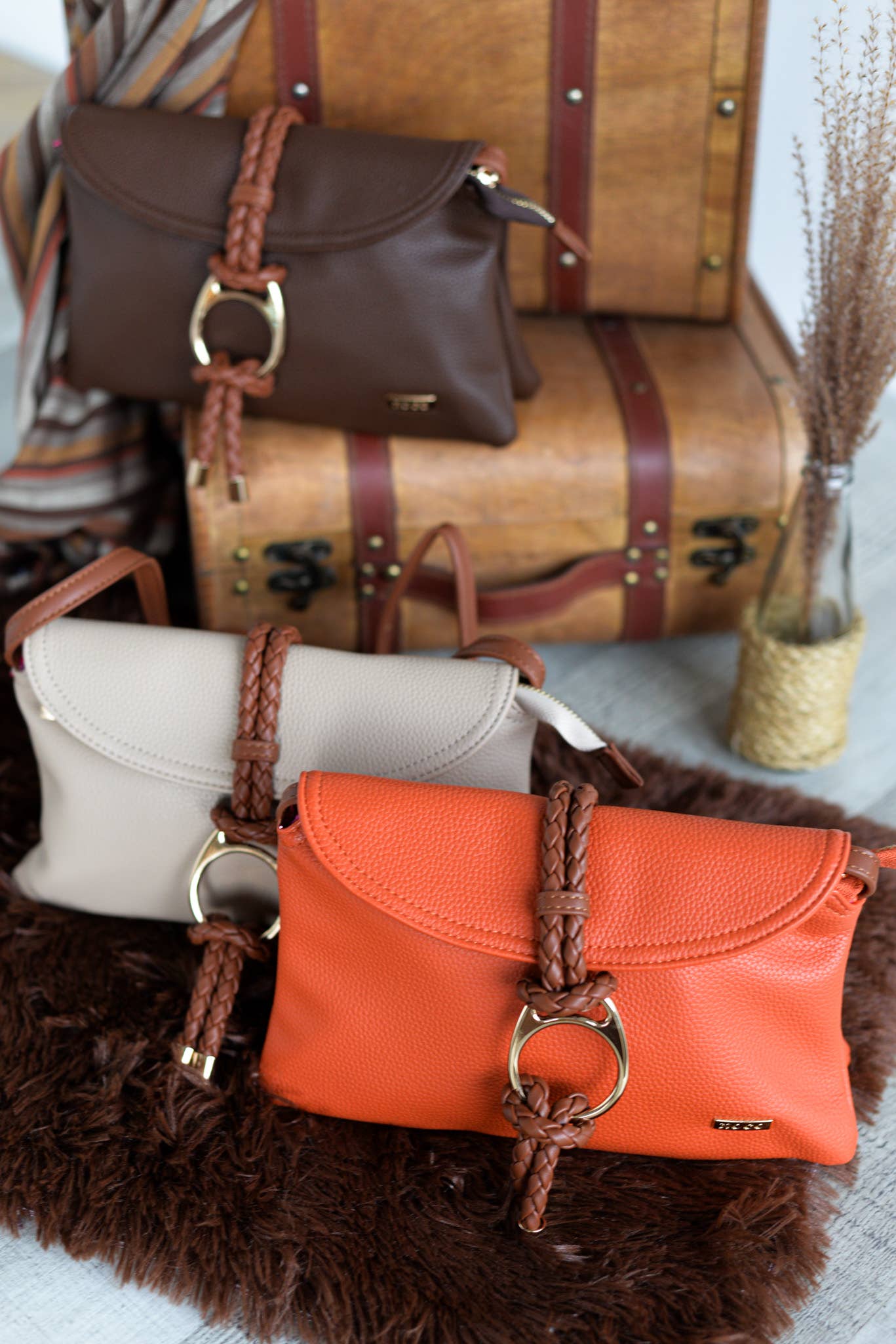 NOCO – Engroshandel Skuldertaske – til kvinder – Skuldertaske 2 Rum Flettet Perler Beige3