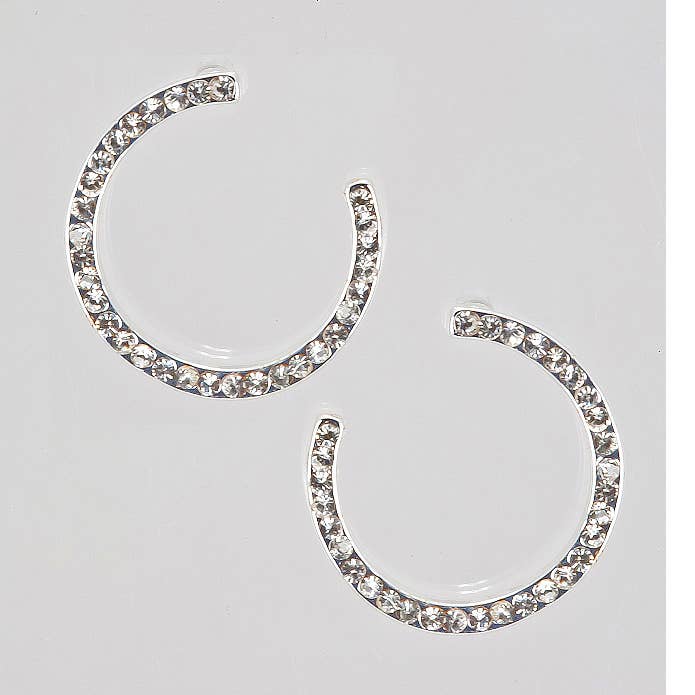 Cool Crystals - Wholesale Hoop Earrings - (24145-100) Silver Crystal C" Earrings"0