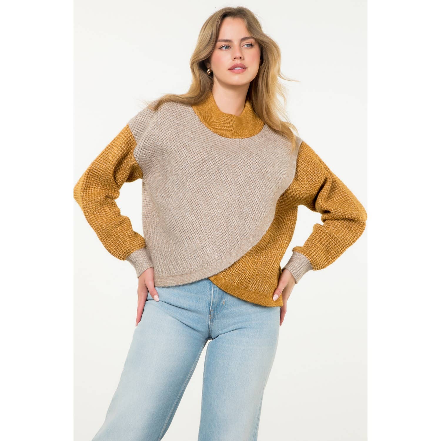 THML - Wholesale Knit Sweater - Women's - Colorblock Knit Sweater6