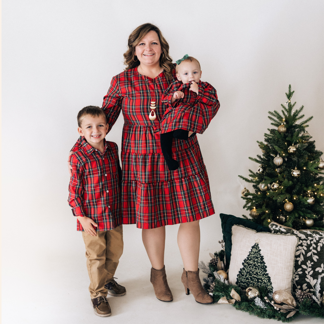 HAHA MAMA Clothing - Vente Robe – femme - Robe de Noël à carreaux en tartan rouge pour maman et moi - Femmes5