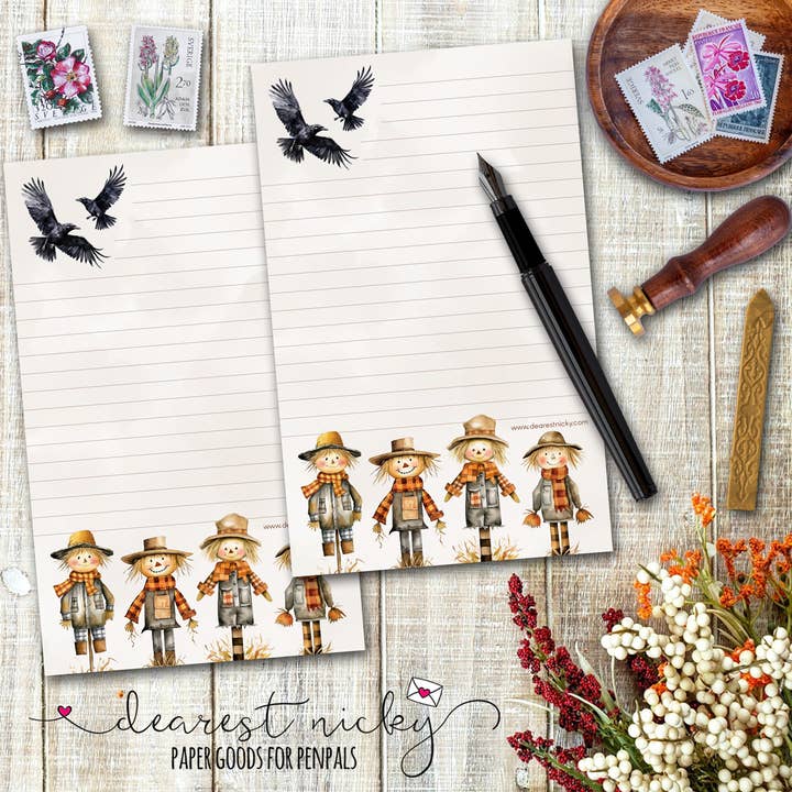 Papier à lettres Scarecrows pour la vente par Dearest Nicky / Mouse & Wren