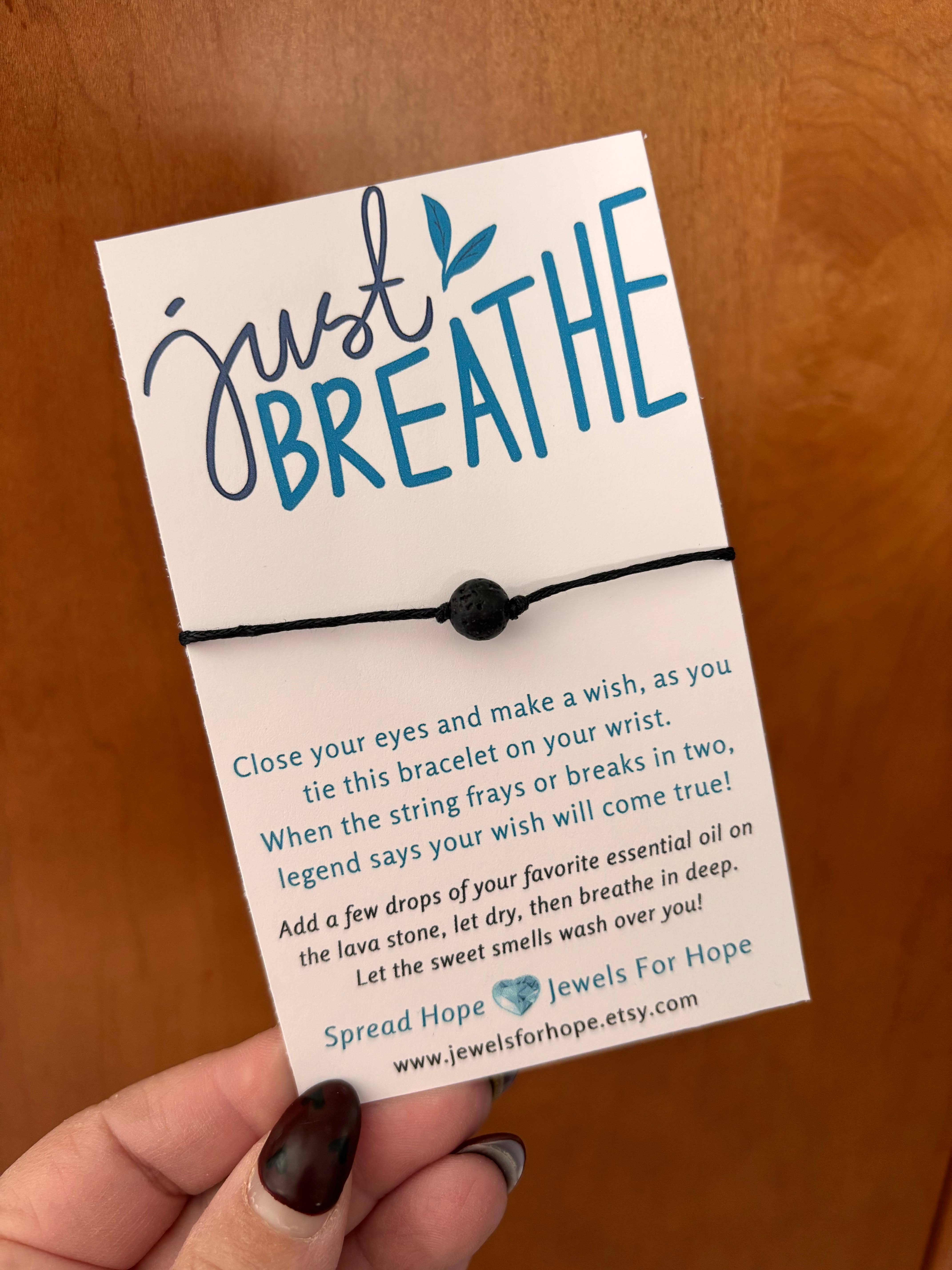 Jewels For Hope - Wholesale Charm/Dangle Bracelet - Aromatherapy Lava Stone Wish Bracelet, Just Breathe 2