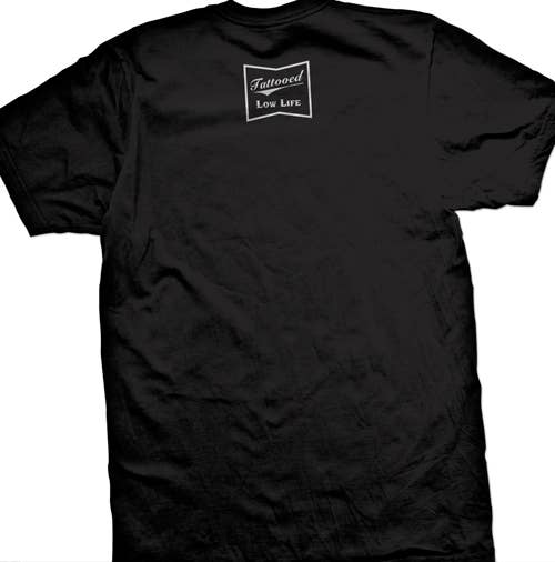 Zwart wit Getatoeëerd Low Life T-shirt met grafische print voor heren voor groothandel op Faire2