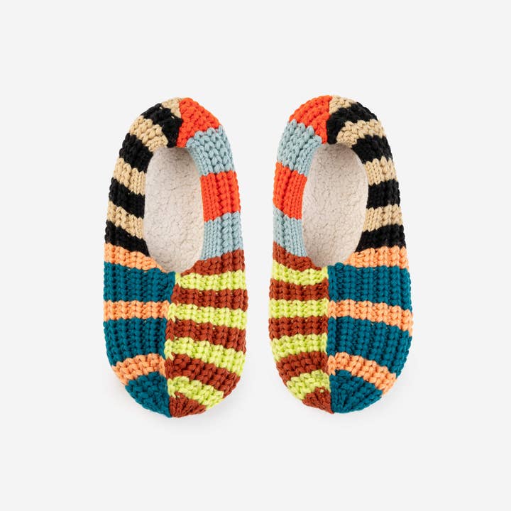 VERLOOP | knits - Wholesale Slippers - Unisex - Patchwork Stripe Rib Slippers1