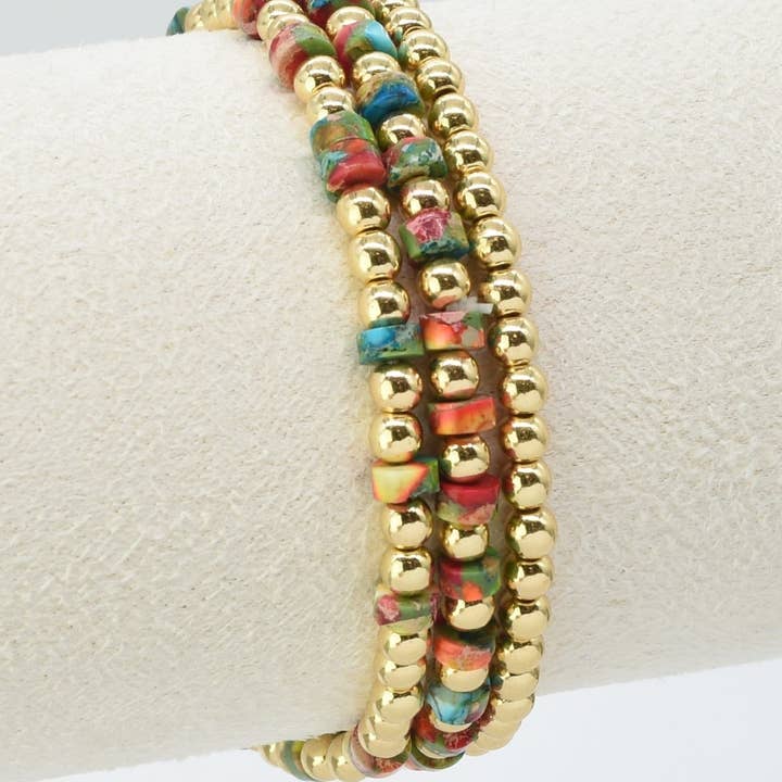 MiMi Wholesale - Wholesale Beaded Bracelet - CB2240 4mm 3pcs CCB, Semi Precious Bracelet5