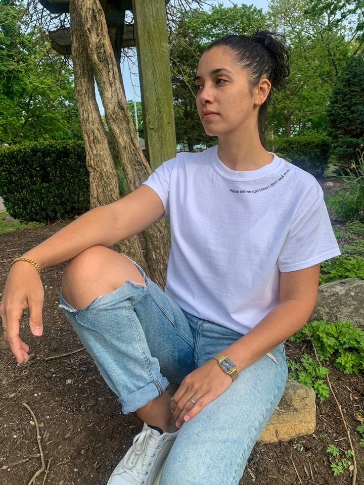 Please, Tell Me Again How I Don't Look White T-Shirt for wholesale by Mosaic the Label