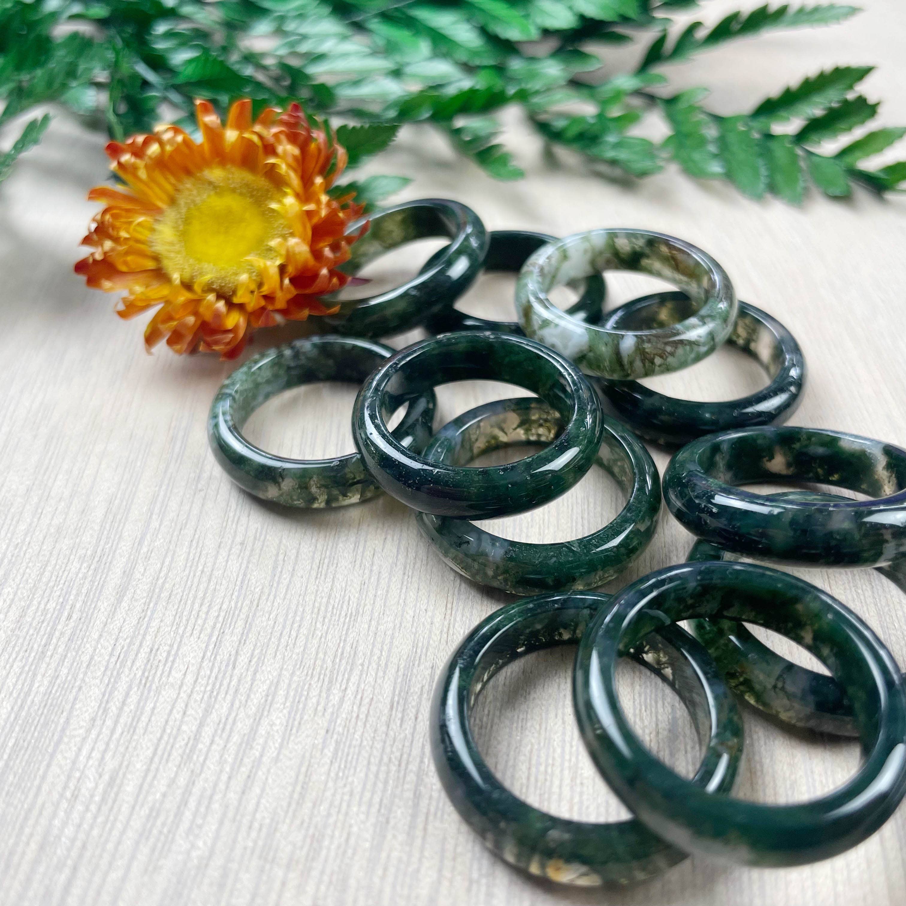 Ewelina Pas Jewelry – wholesale Band/Stackad Ring – Moss agat 6mm bandet Ring5