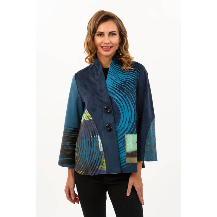 Lemon Grass - Wholesale Jacket - Women's - Handprinted Stand collar jacket
2