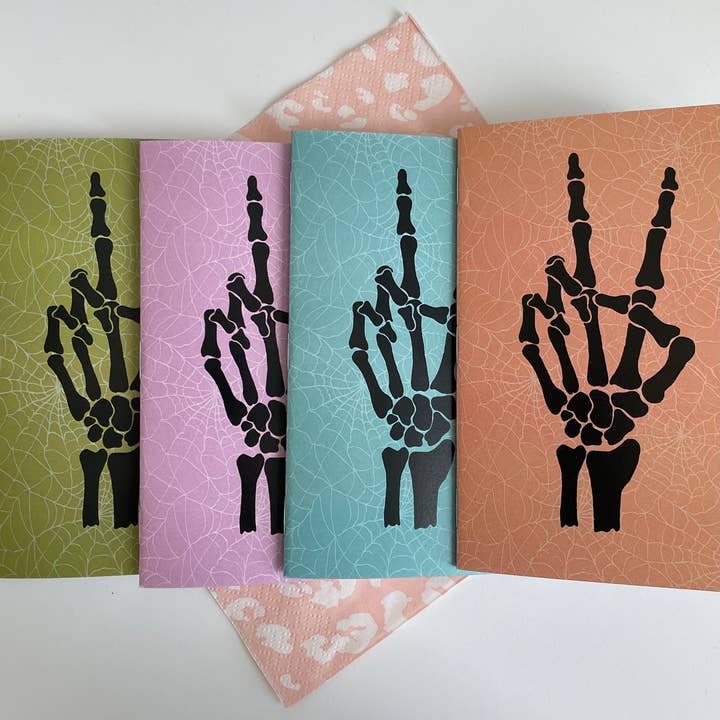 Peace Off Pocket Notebook - Skeleton Hands for wholesale by Justin Ryan Books