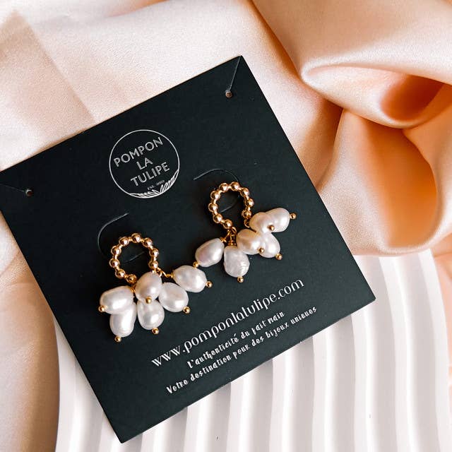 Pompon La Tulipe – wholesale Dangle earrings – Elegance Golden Tutu Dangling Earrings Baroque Pearls4