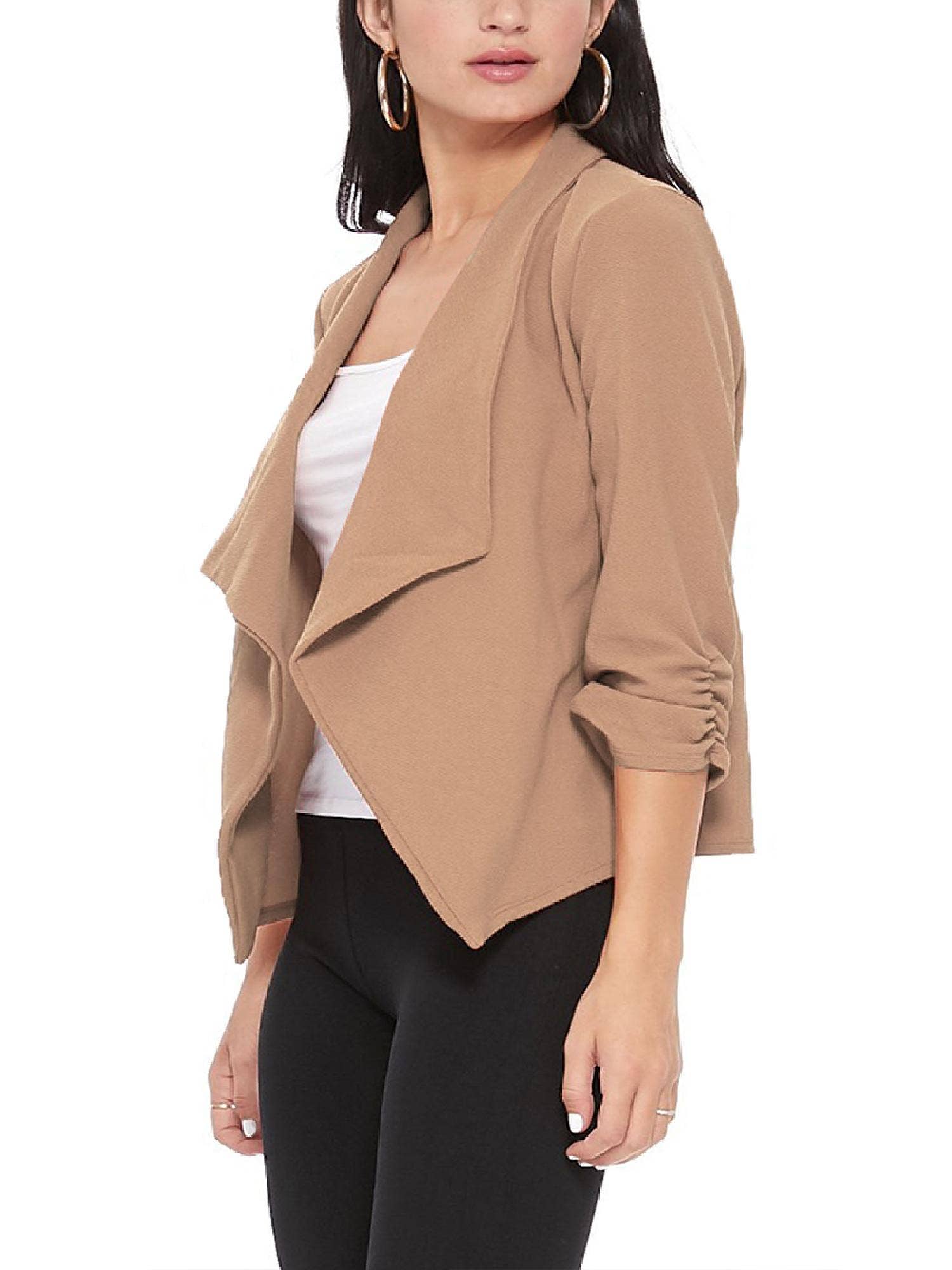 MOA COLLECTION - Wholesale Blazer - Women's - Casual Open Front Draped Solid Blazer Jacket33