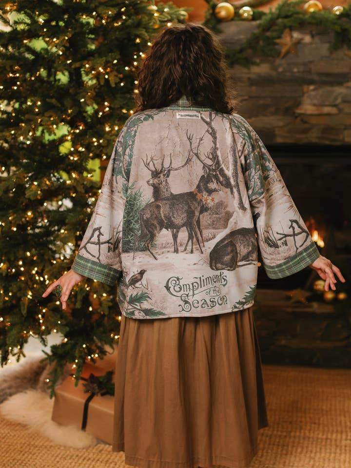 Market of Stars - Wholesale Cardigan - Women's - Winter Wish Christmas Fleece Cottage Cardigan Kimono Jacket