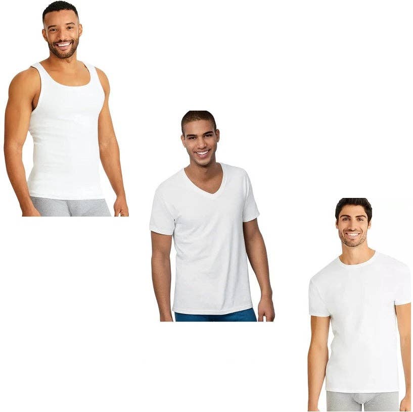 Infinite Basics – Großhandel Tanktop – Herren – 6er-Pack Hanes Herren ComfortSoft 100% Baumwolle Etikettloses Unterhemd - Tank, V-Ausschnitt, Rundhals6