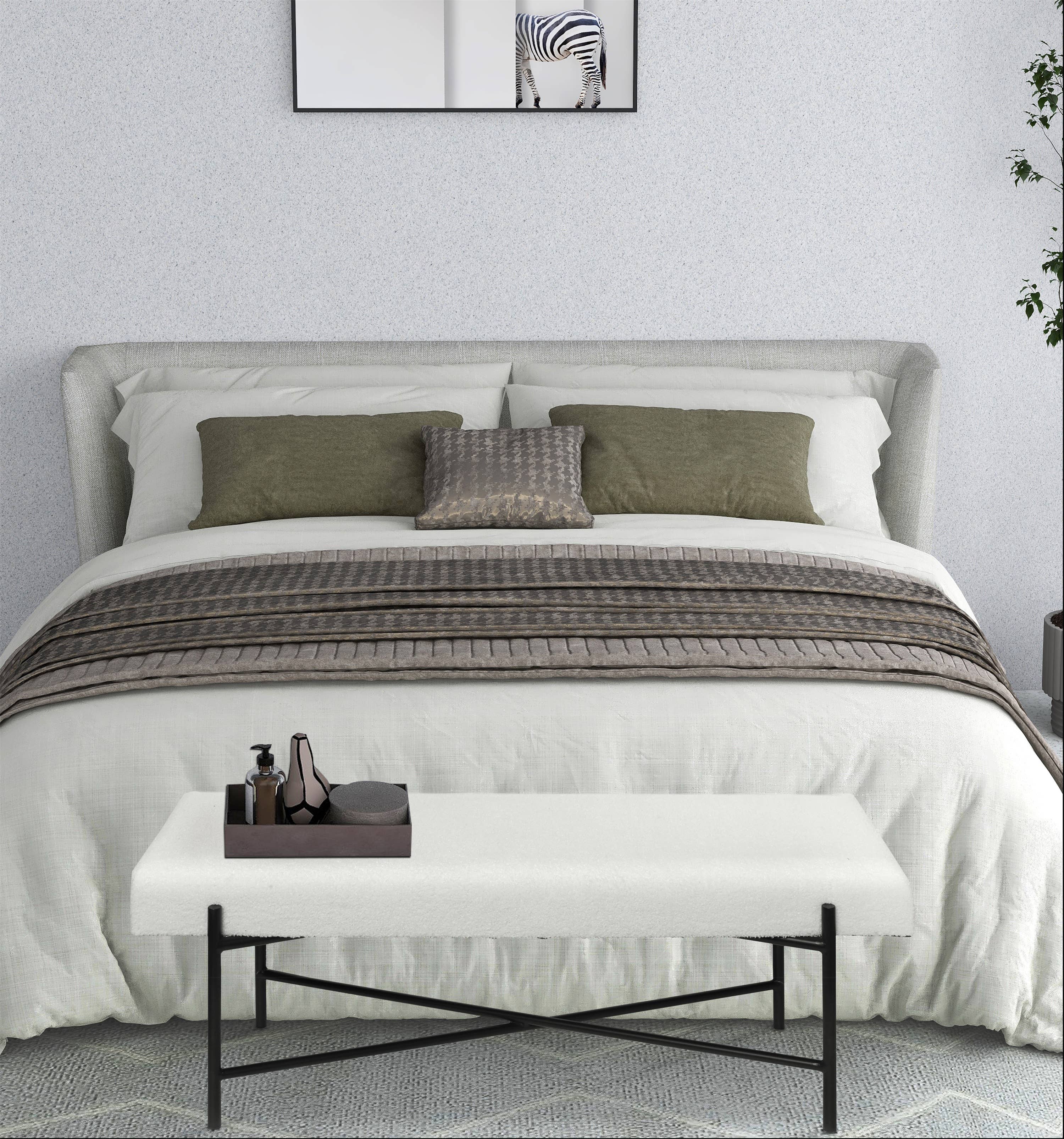 Cheungs Home Decor - Wholesale Bench - Tingri Modern White Cushion Top Entryway Bench6