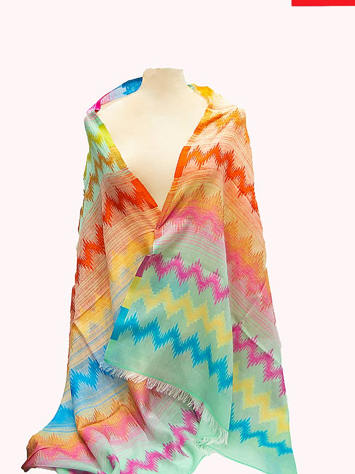 Estola em algodão, linho e modal Multicolor Laranja por atacado de ROGER LAHMY