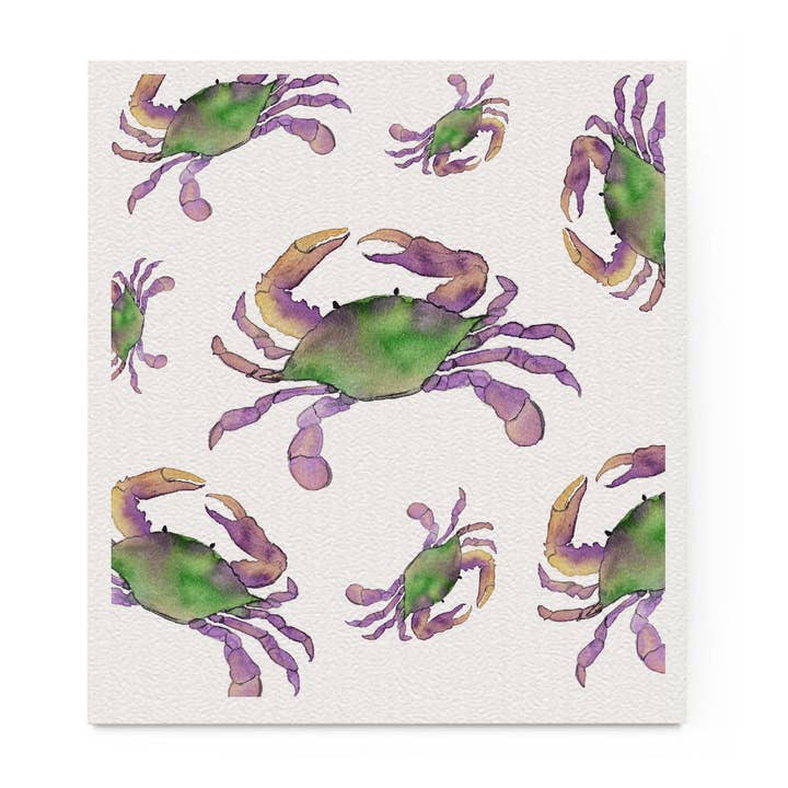 Mardi Gras Crab Watercolor Swedish Dishcloth for wholesale by Crows Nest Atelier, LLC