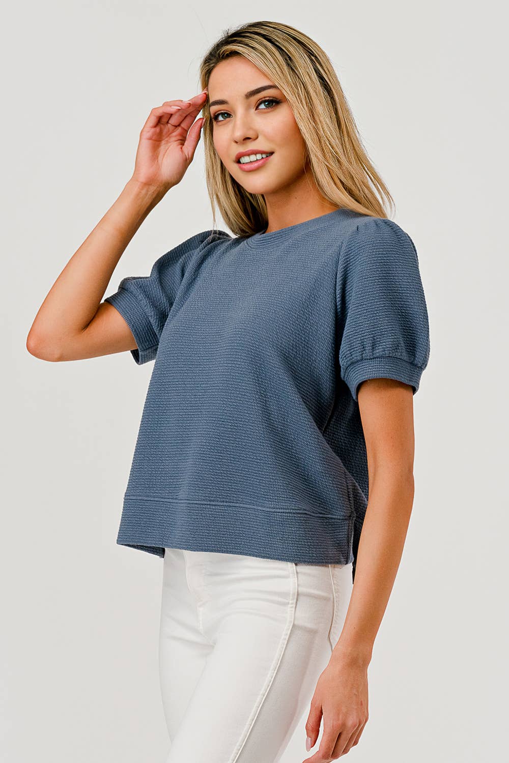 Tres Bien, Inc - Wholesale Knit Top - Women's - ROUND NECK PUFFY S/S CLOUDY KNIT TOP15
