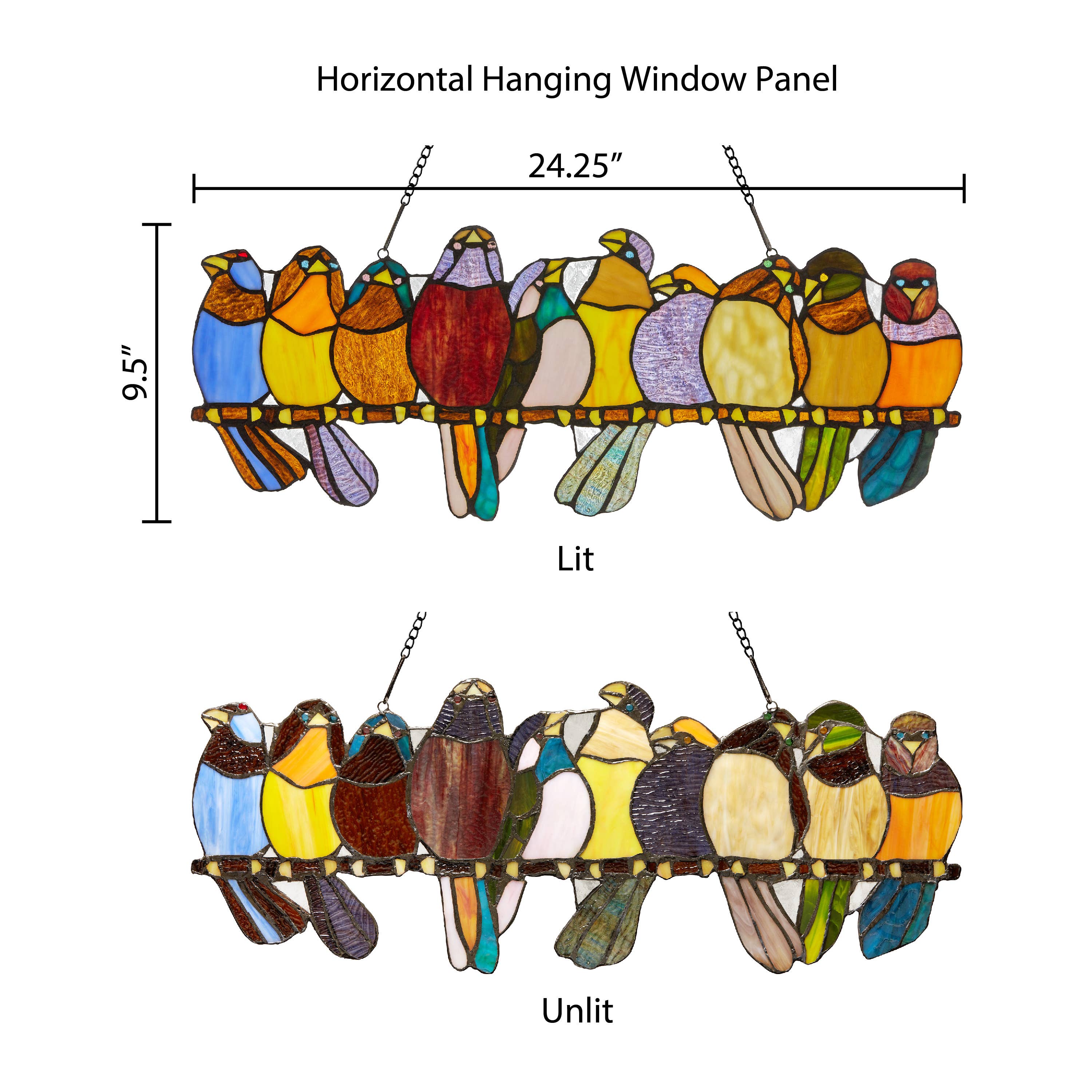 River of Goods - Wholesale Suncatcher - 9.5"H Marisol Multicolor Birds Stained Glass Window Panel2