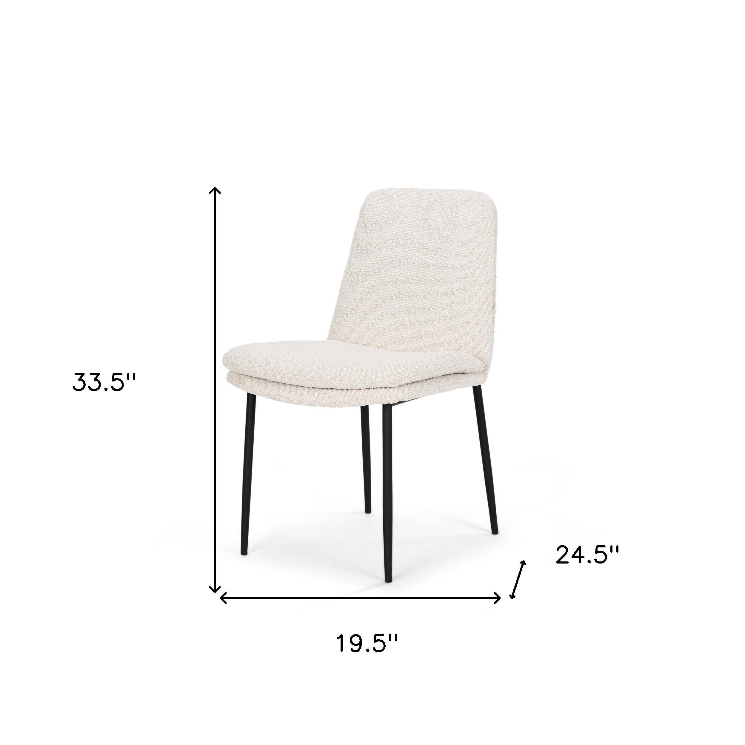 HomeRoots - Wholesale Chair - Cream and Black Upholstered Boucle And Metal Dining Side Chair2