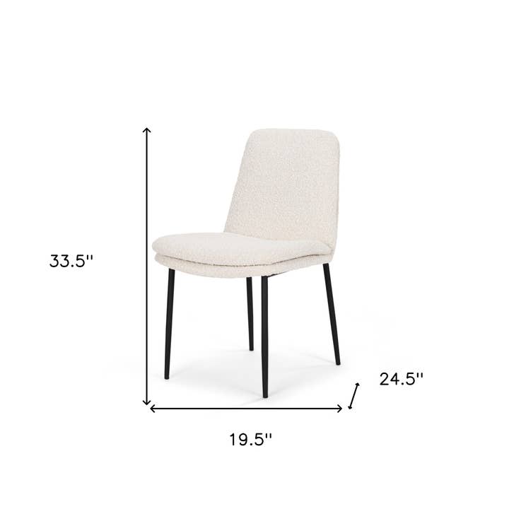 HomeRoots - Wholesale Chair - Cream and Black Upholstered Boucle And Metal Dining Side Chair2