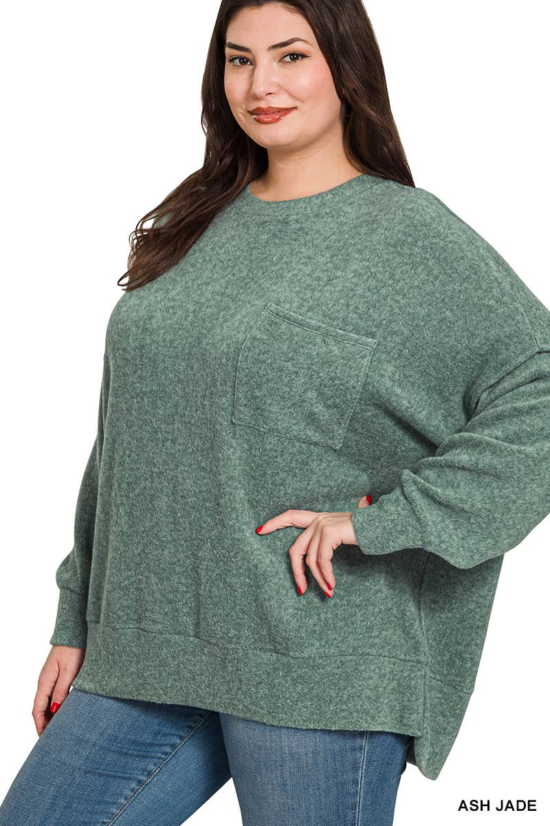 42POPS - Vente Pull en maille – femme - ..Plus Pull Oversize Mélangé Brossé0