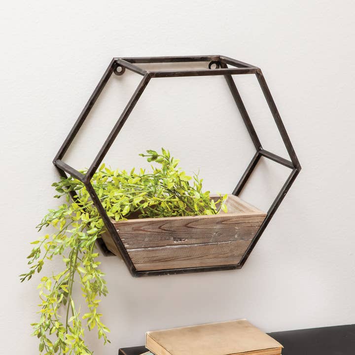 Col House Designs - Wholesale Wall Planter - Wood & Metal Hexagon Wall Planter